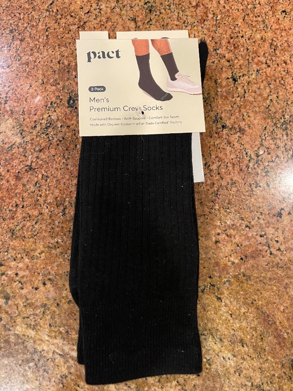 NEW! Men's Black Premium Crew Socks (2 Pack) Shoe Size: 9-13. NWT!
